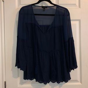 Jessica Simpson Blue Eyelet Blouse